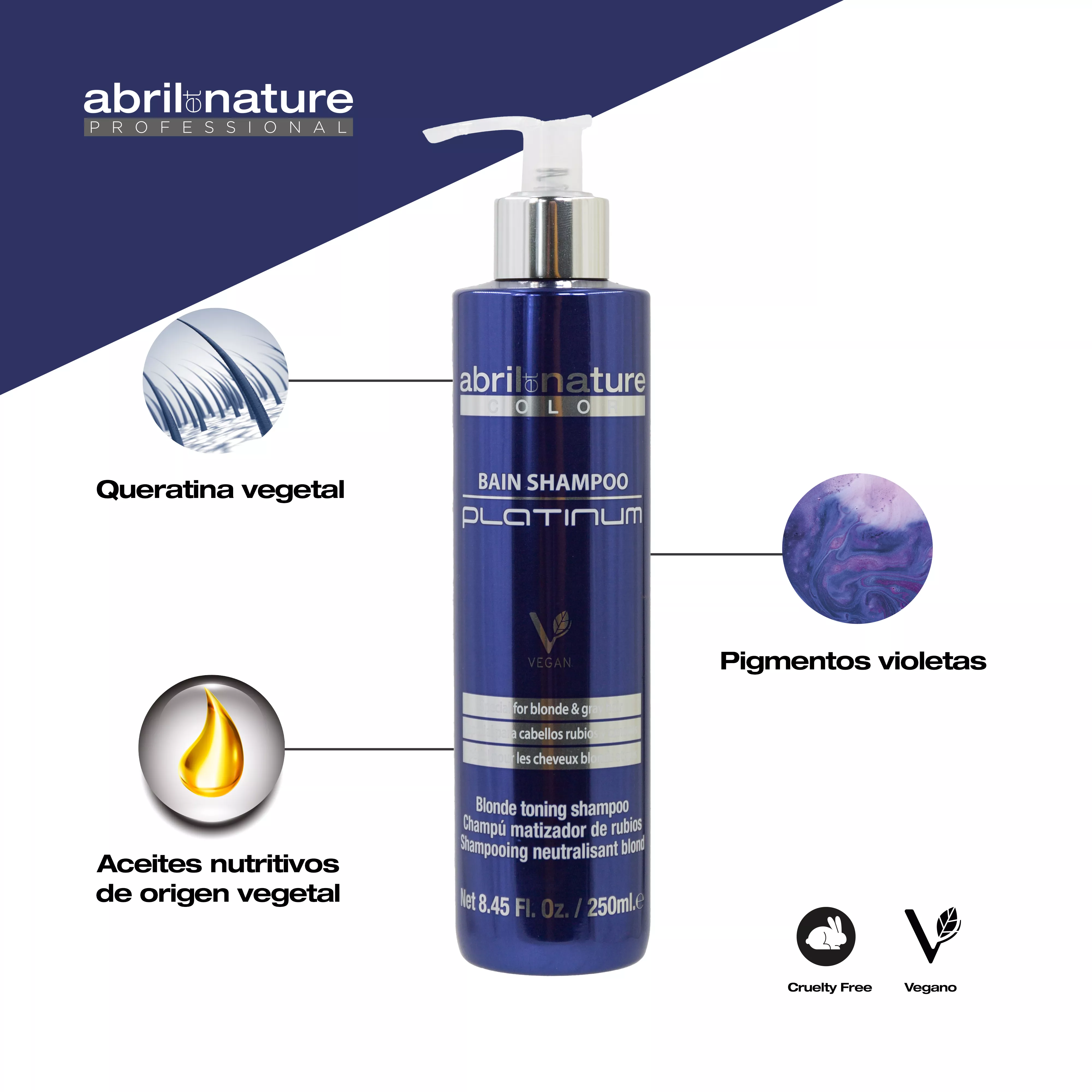abril et nature bain shampoo Platinum 250 ml.